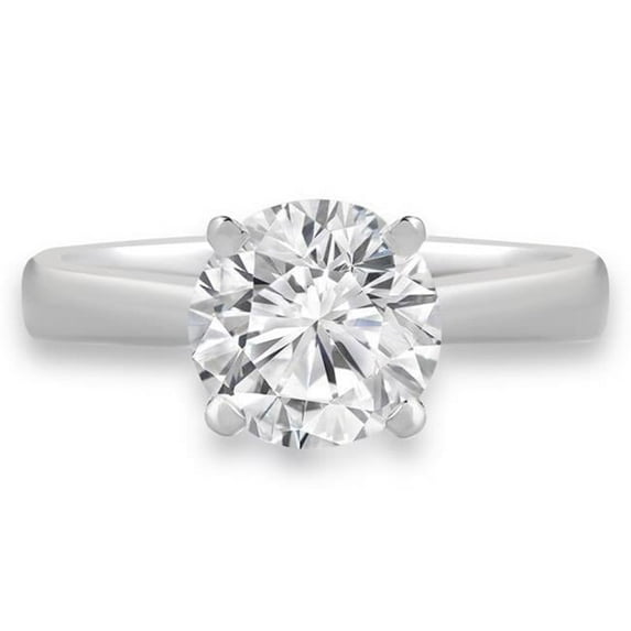 Majesty Diamonds MD190458-4 0.33 CT Round Diamond Solitaire Engagement Ring in 14K White Gold - Size 4
