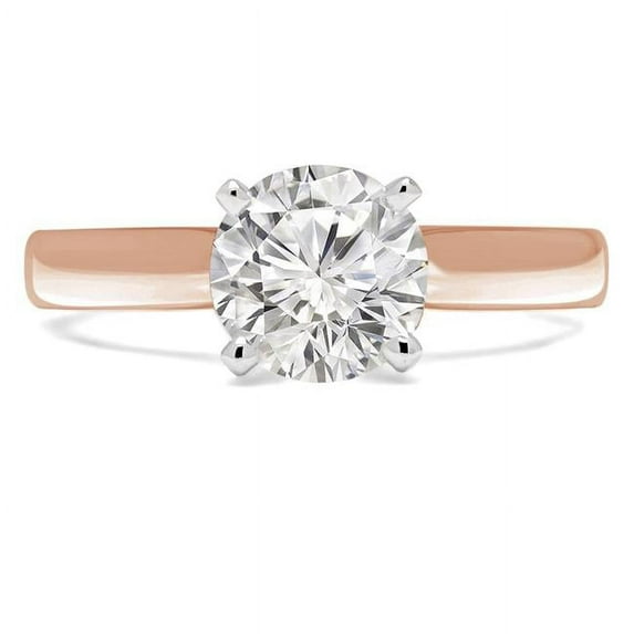 Majesty Diamonds MD190481-3.25 0.33 CT Round Diamond Solitaire Engagement Ring in 14K Rose Gold - Size 3.25