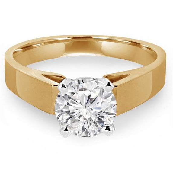 Majesty Diamonds MD190485-3.25 0.38 CT Round Diamond Cathedral Solitaire Engagement Ring in 14K Yellow Gold - Size 3.25