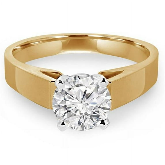 Majesty Diamonds MD190485-4 0.38 CT Round Diamond Cathedral Solitaire Engagement Ring in 14K Yellow Gold - Size 4