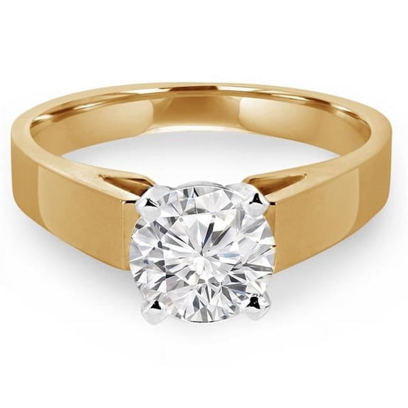 Majesty Diamonds MD190485-5 0.38 CT Round Diamond Cathedral Solitaire Engagement Ring in 14K Yellow Gold - Size 5