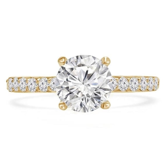 Majesty Diamonds MD190540-6.25 1.4 CTW Round Diamond Solitaire with Accents Engagement Ring in 14K Yellow Gold - Size 6.25