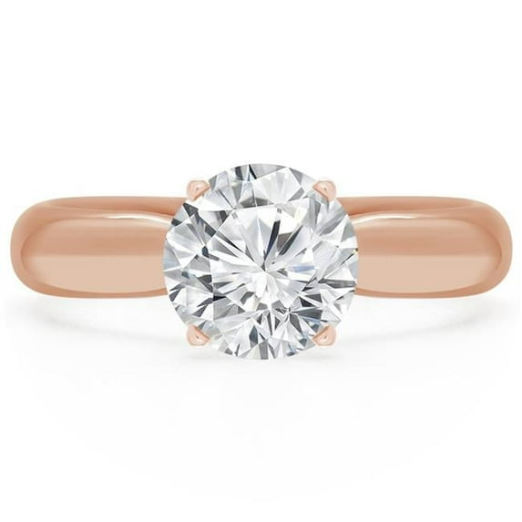 Majesty Diamonds MD190548-4 0.5 CT Round Diamond Solitaire Engagement Ring in 14K Rose Gold - Size 4