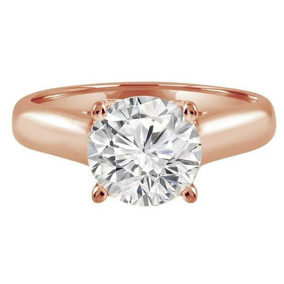 Majesty Diamonds MD190551-4.5 0.4 CT Round Diamond Solitaire Engagement Ring in 14K Rose Gold - Size 4.5