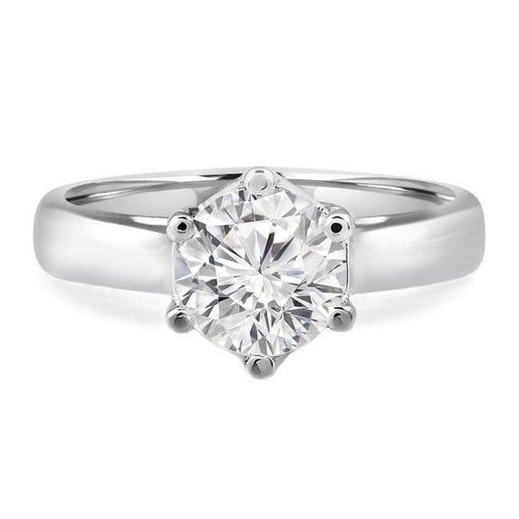 Majesty Diamonds MD190552-4.5 0.4 CT Round Diamond 6-Prong Trellis Solitaire Engagement Ring in 14K White Gold - Size 4.5