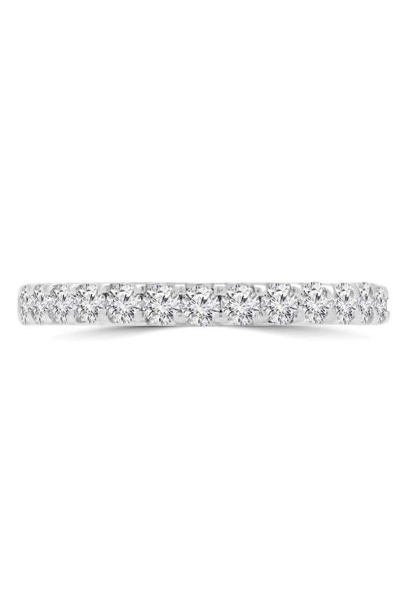 MD190554-4 0.4 CTW Round Diamond Semi-Eternity Wedding Band Ring in 14K White Gold - Size 4