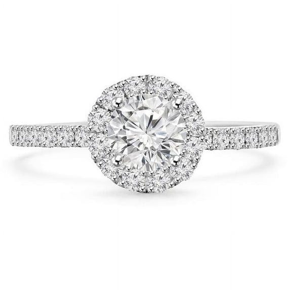 Majesty Diamonds MD190572-3 1.2 CTW Round Diamond High Set Halo Engagement Ring in 14K White Gold - Size 3