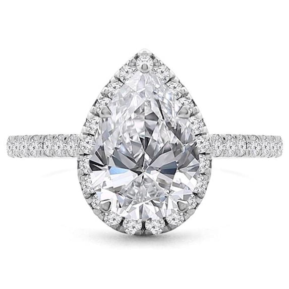 Majesty Diamonds MD200419-4.5 1.47 CTW Pear Diamond Pear Halo Engagement Ring - 14K White Gold, Size 4.5