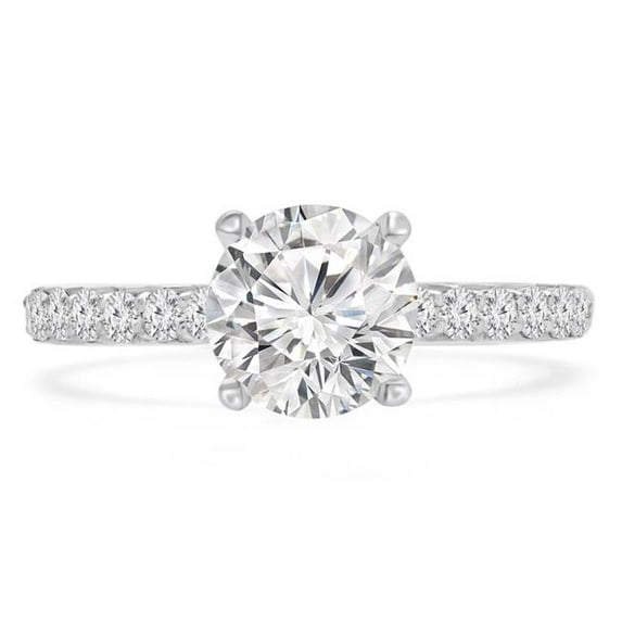 Majesty Diamonds MD200426-6.5 1.49 CTW Round Diamond Solitaire with Accents Engagement Ring - 14K White Gold, Size 6.5