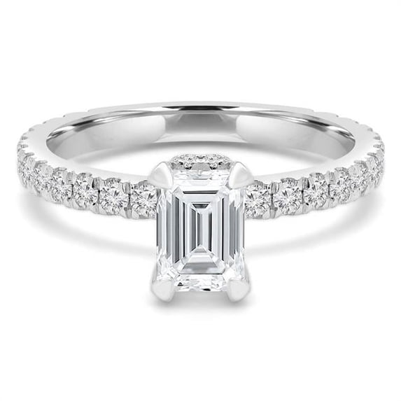 Majesty Diamonds MD200440-7.5 1.96 CTW Emerald Diamond Hidden Halo Engagement Ring - 14K White Gold, Size 7.5