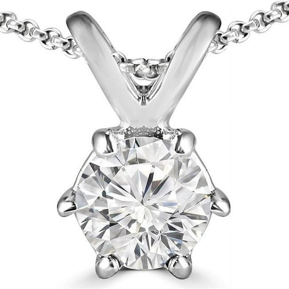 Majesty Diamonds MD210032 0.16 CT Round Diamond Solitaire Pendant Necklace in 14K White Gold