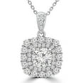 thumbnail image 1 of Majesty Diamonds MD210055 2 CTW Round Diamond Double Cushion Halo Pendant Necklace in 18K White Gold, 1 of 1