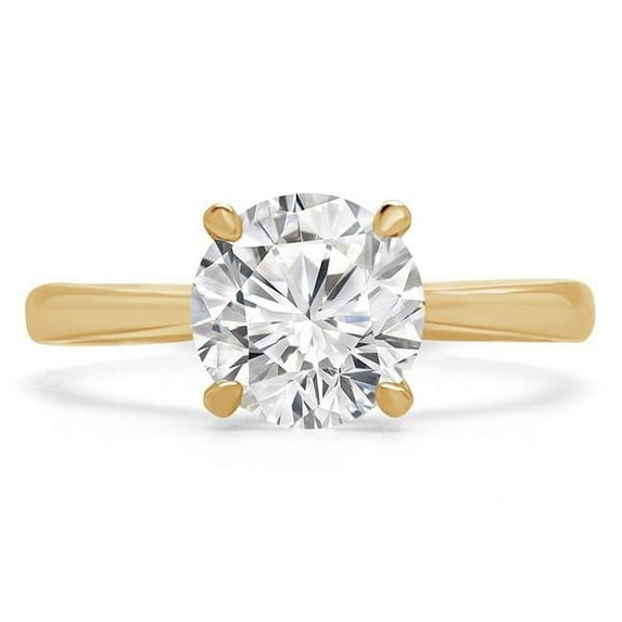 Majesty Diamonds MD210088-4.5 1 CT Round Diamond 4-Prong Solitaire Engagement Ring in 14K Yellow Gold - Size 4.5