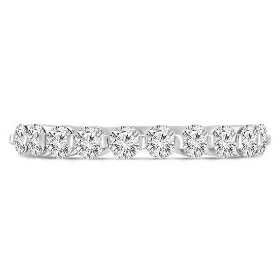 Majesty Diamonds MD210089-3.5 0.66 CTW Round Diamond Semi-Eternity Wedding Band Ring in 14K White Gold - Size 3.5