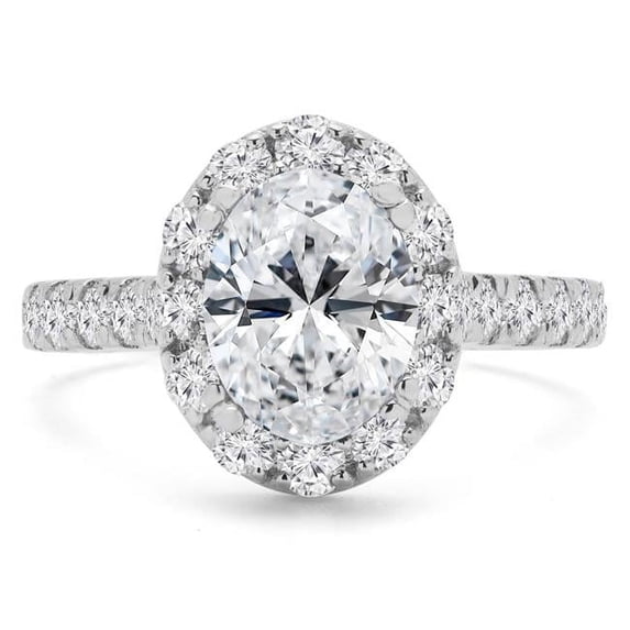 Majesty Diamonds MD210092-3 2.33 CTW Oval Diamond Oval Halo Engagement Ring with Accents in 14K White Gold - Size 3