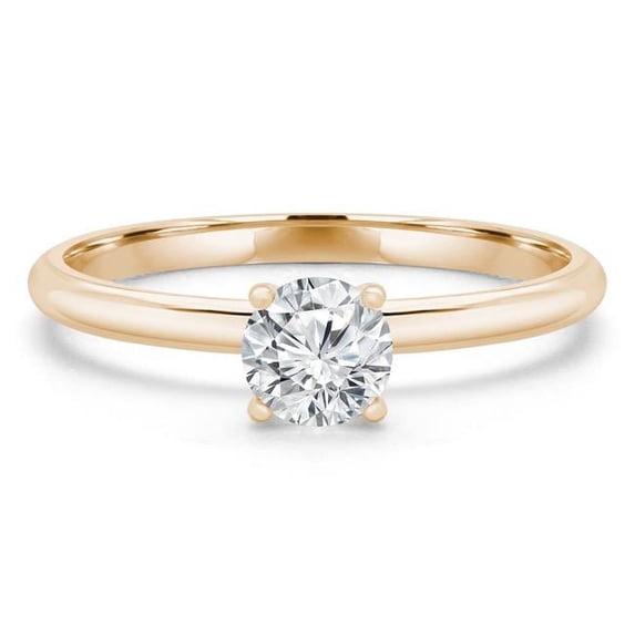 Majesty Diamonds MD210104-7 0.4 CT Round Diamond 4-Prong Solitaire Engagement Ring in 14K Yellow Gold - Size 7