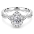 thumbnail image 1 of Majesty Diamonds MD210119-6 1.4 CTW Pear Diamond 3-Prong Twisted Shank Pear Halo Engagement Ring in 14K White Gold - Size 6, 1 of 1