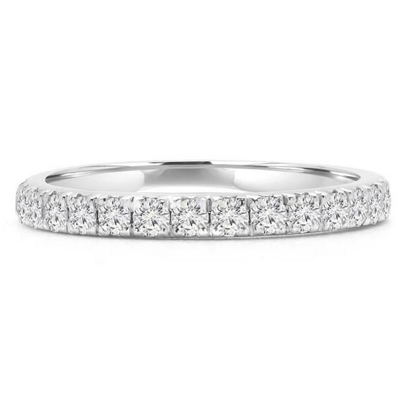 Majesty Diamonds MD210131-8 0.66 CTW Round Diamond Semi-Eternity Wedding Band Ring in 14K White Gold - Size 8