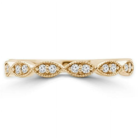 Majesty Diamonds MD210132-6 0.13 CTW Round Diamond Vintage Semi-Eternity Wedding Band Ring in 14K Yellow Gold - Size 6