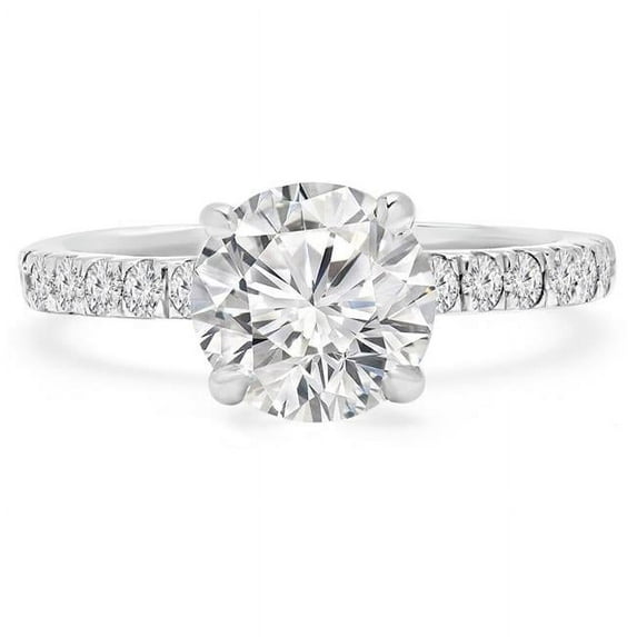 Majesty Diamonds MD210139-8.5 1.1 CTW Round Diamond Solitaire Engagement Ring with Accents in 18K White Gold - Size 8.5