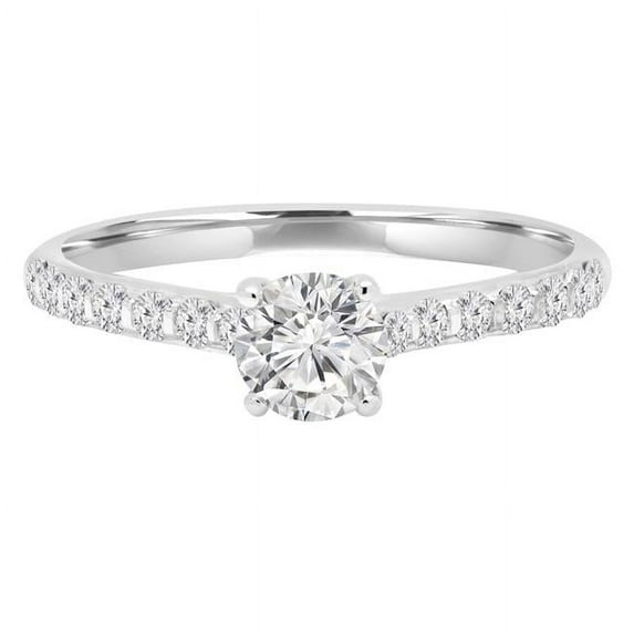 Majesty Diamonds MD210159-P 0.6 CTW Round Diamond Trellis Solitaire Engagement Ring with Accents in 14K White Gold