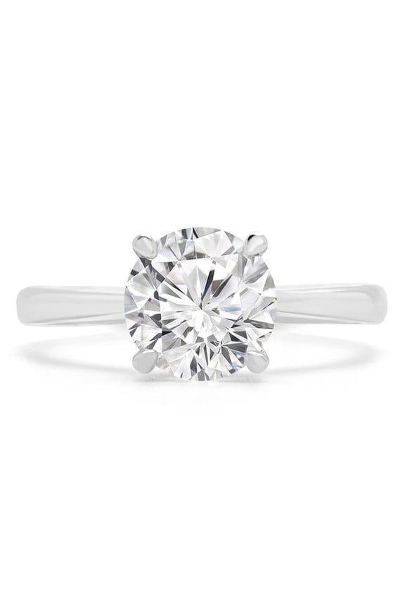 MD210162-5 1 CT Round Diamond Cathedral Solitaire Engagement Ring in 14K White Gold - Size 5
