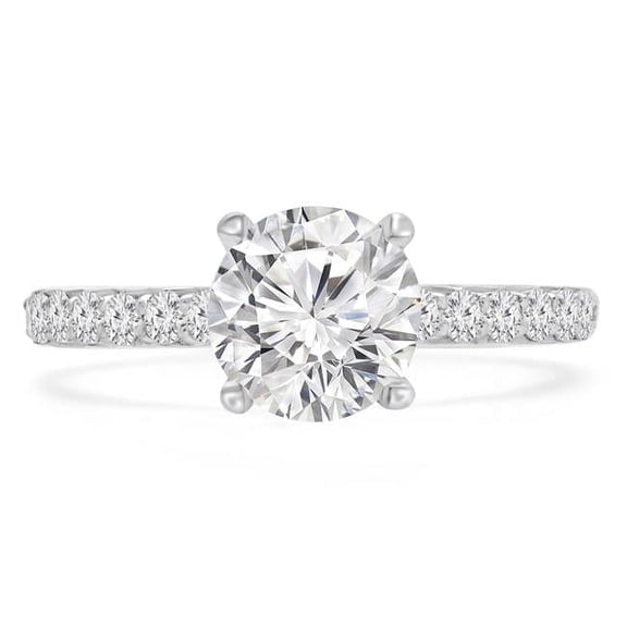 Majesty Diamonds MD210193-5.5 1.75 CTW Round Diamond Solitaire Engagement Ring with Accents in 14K White Gold - Size 5.5