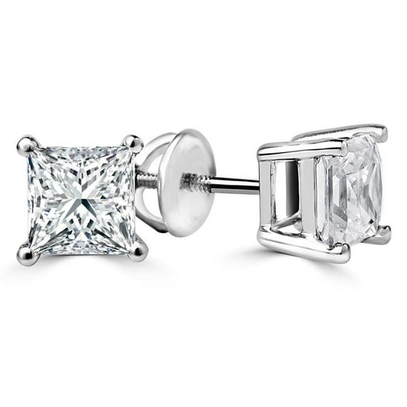 Majesty Diamonds MD210208 0.88 CTW Princess Diamond 4-Prong Stud Earrings in 14K White Gold