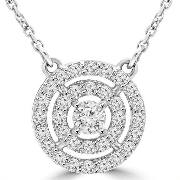 Majesty Diamonds MD210215 0.6 CTW Round Diamond Double Halo Necklace in 14K White Gold