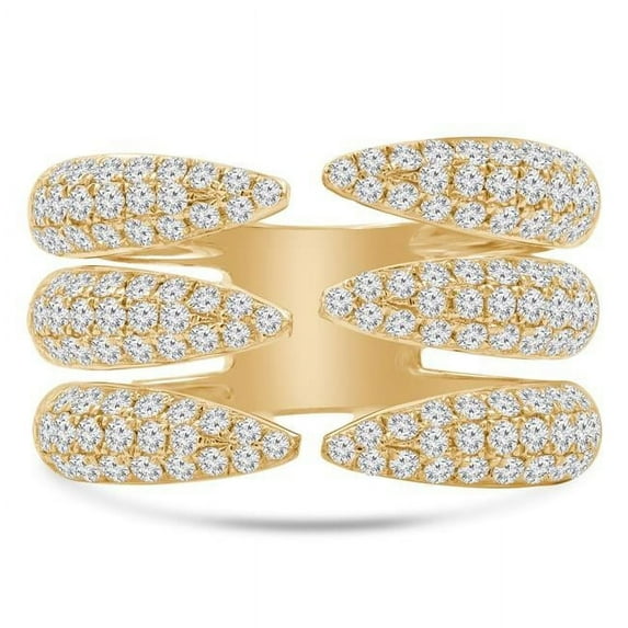 Majesty Diamonds MD210235-4.5 1.4 CTW Round Diamond Cluster Three-Row Cocktail Anniversary Band Ring in 18K Yellow Gold - Size 4.5