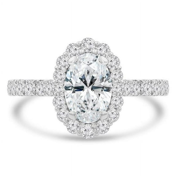 Majesty Diamonds MD210240-3 1.66 CTW Oval Diamond Oval Halo Engagement Ring with Accents in 14K White Gold - Size 3