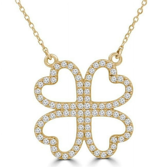 Majesty Diamonds MD210277 0.5 CTW Round Diamond Four-Heart Clover Necklace in 14K Yellow Gold
