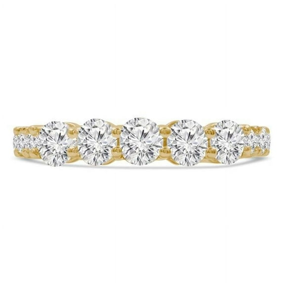 Majesty Diamonds MD210281-3.5 1.4 CTW Round Diamond Five-Stone Engagement Ring with Accents in 14K Yellow Gold - Size 3.5