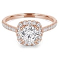 thumbnail image 1 of Majesty Diamonds MD210283-7 0.8 CTW Round Diamond Cathedral Cushion Halo Engagement Ring with Accents in 14K Rose Gold - Size 7, 1 of 1