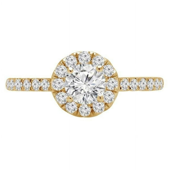 Majesty Diamonds MD210288-9 0.8 CTW Round Diamond Cathedral Halo Engagement Ring in 14K Yellow Gold - Size 9