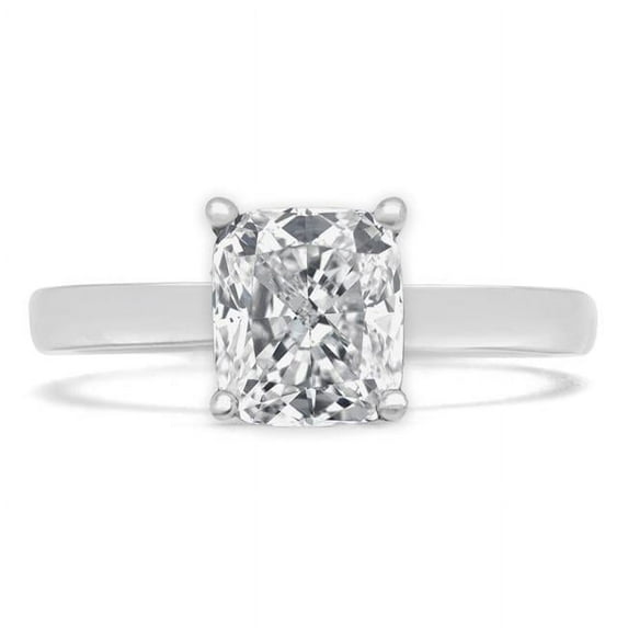 Majesty Diamonds MD210293-5 1 CT Cushion Diamond Solitaire Engagement Ring in 14K White Gold - Size 5