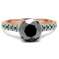 thumbnail image 1 of Majesty Diamonds MD210318-5.5 2.5 CTW Round Black Diamond Cathedral Solitaire Engagement Ring with Accents in 14K Rose Gold - Size 5.5, 1 of 1