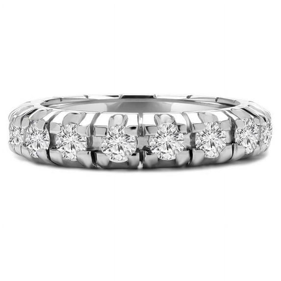 Majesty Diamonds MD210319-5 3.33 CTW Round Diamond Full-Eternity Anniversary Wedding Band Ring in 18K White Gold - Size 5