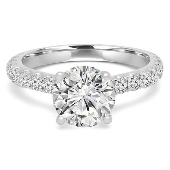 Majesty Diamonds MD210333-6 2.75 CTW Round Diamond Solitaire Engagement Ring with Accents in 14K White Gold - Size 6