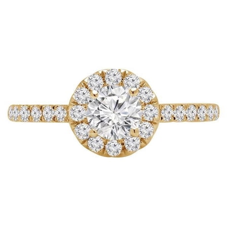 Majesty Diamonds MD210344-8 0.8 CTW Round Diamond Cathedral Halo Engagement Ring in 14K Yellow Gold - Size 8