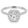 thumbnail image 1 of Majesty Diamonds MD210358-P 0.9 CTW Round Diamond Cathedral Cushion Halo Engagement Ring with Accents in 14K White Gold, 1 of 1