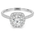 thumbnail image 1 of Majesty Diamonds MD210359-9 1.25 CTW Round Diamond Cathedral Cushion Halo Engagement Ring with Accents in 14K White Gold - Size 9, 1 of 1