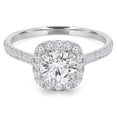 thumbnail image 1 of Majesty Diamonds MD210361-3 1.25 CTW Round Diamond Cathedral Cushion Halo Engagement Ring with Accents in 14K White Gold - Size 3, 1 of 1