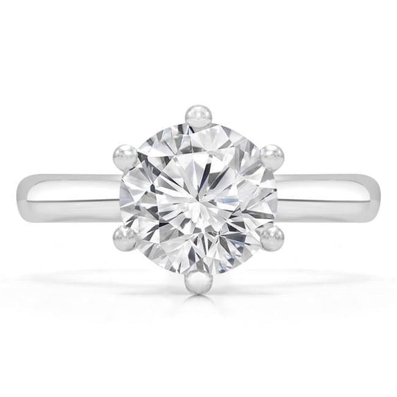 Majesty Diamonds MD210382-7 0.9 CTW Round Diamond 6-Prong Hidden Halo Solitaire Engagement Ring with Accents in 14K White Gold - Size 7