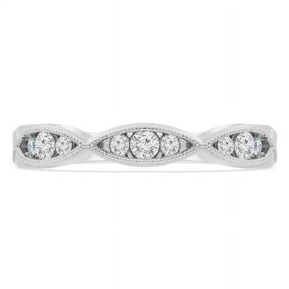 Majesty Diamonds MD210397-4.5 0.4 CTW Round Diamond Vintage Semi-Eternity Anniversary Wedding Band Ring in 14K White Gold - Size 4.5
