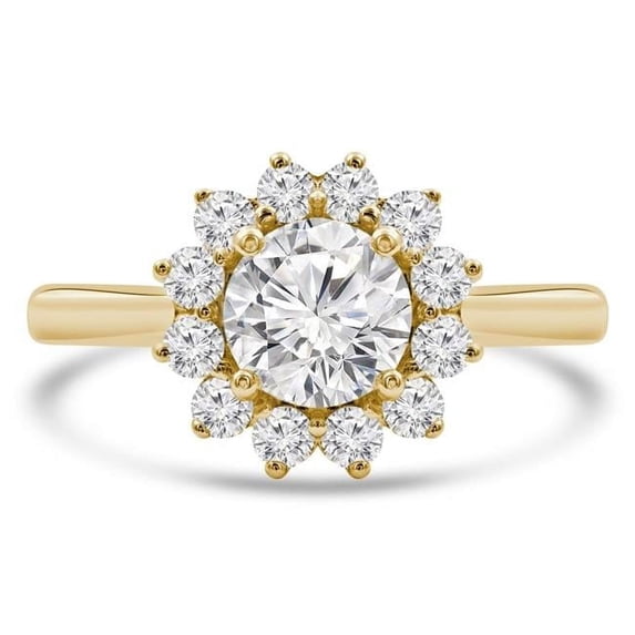 Majesty Diamonds MD210398-3.5 1.4 CTW Round Diamond Floral Halo Engagement Ring in 14K Yellow Gold - Size 3.5