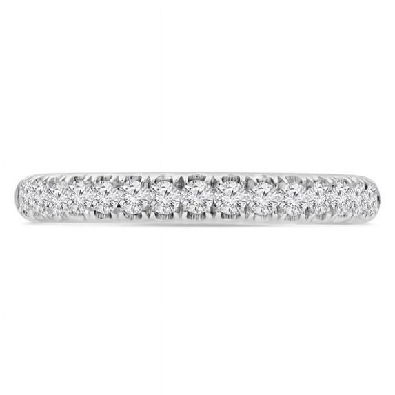 Majesty Diamonds MD210405-4.5 0.4 CTW Round Diamond Semi-Eternity Anniversary Wedding Band Ring in 14K White Gold - Size 4.5