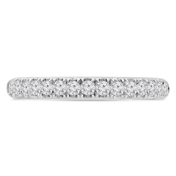Majesty Diamonds MD210405-8 0.4 CTW Round Diamond Semi-Eternity Anniversary Wedding Band Ring in 14K White Gold - Size 8