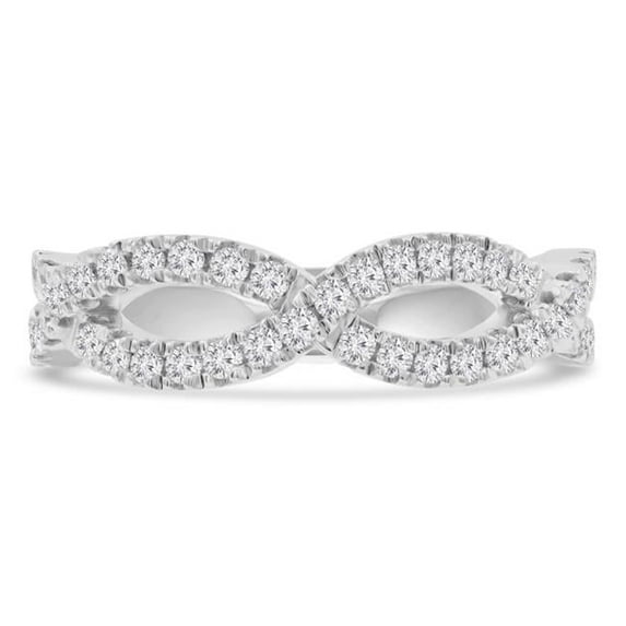 Majesty Diamonds MD210415-9 0.33 CTW Round Diamond Braided Semi-Eternity Anniversary Wedding Band Ring in 14K White Gold - Size 9