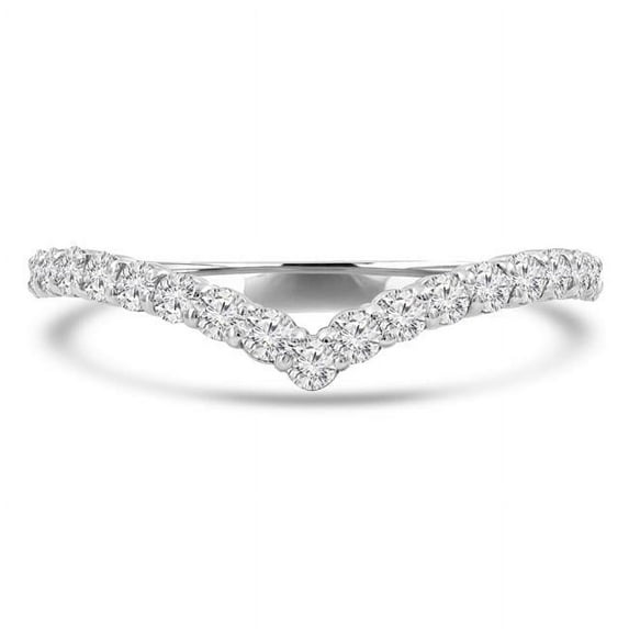 Majesty Diamonds MD210416-3.5 0.5 CTW Round Diamond 0.75 Way V-Shaped Semi-Eternity Anniversary Wedding Band Ring in 14K White Gold - Size 3.5